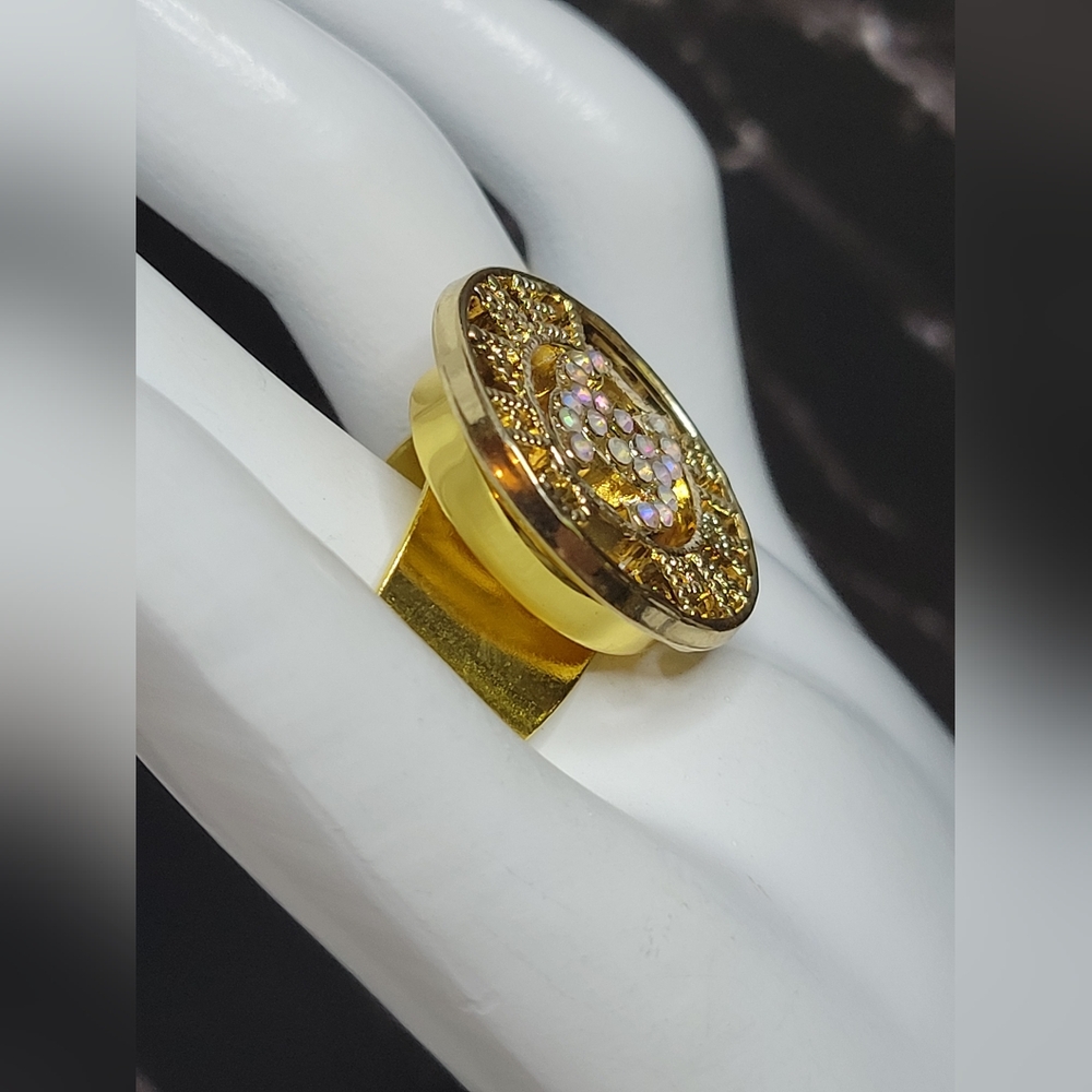 Chanel Button, Adjustable Chunky Statement Ring - image 4